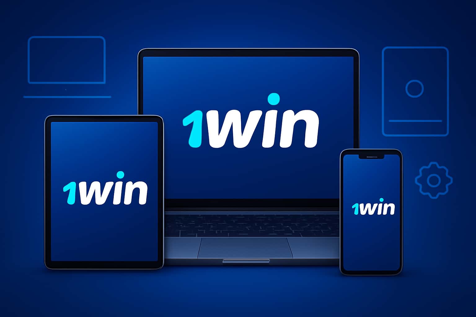 A futuristic representation of device compatibility for 1Win on various platforms.