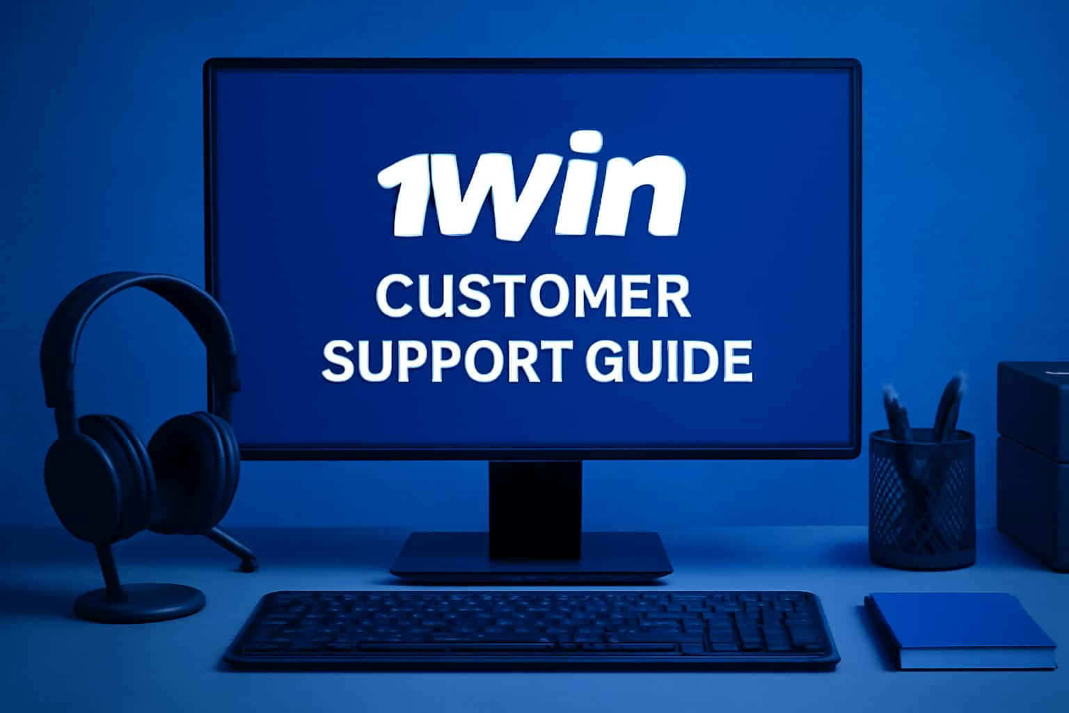 A professional depiction of the 1Win Customer Support Guide highlighting user assistance.