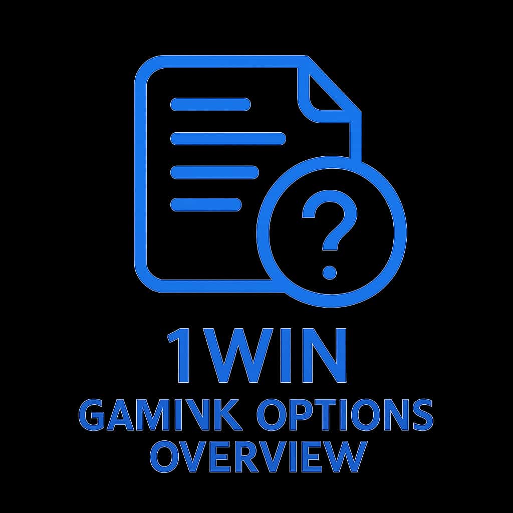 A professional badge representing 1Win Gaming Options Overview.