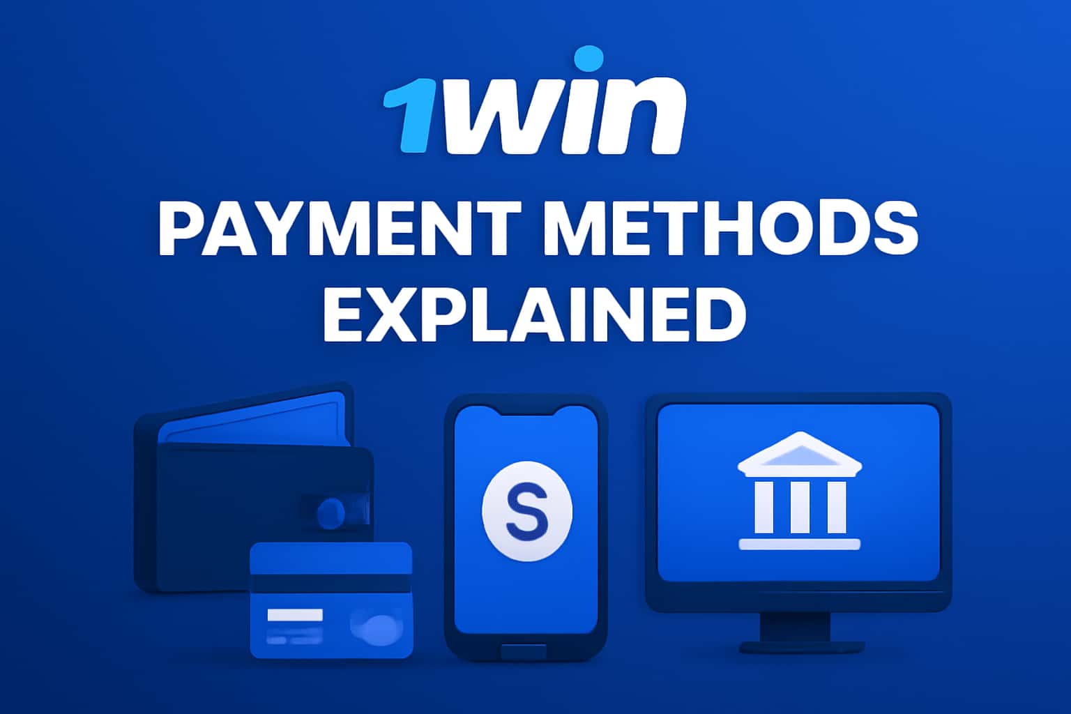 An informational graphic depicting 1Win payment methods with a focus on user-friendly transactions.