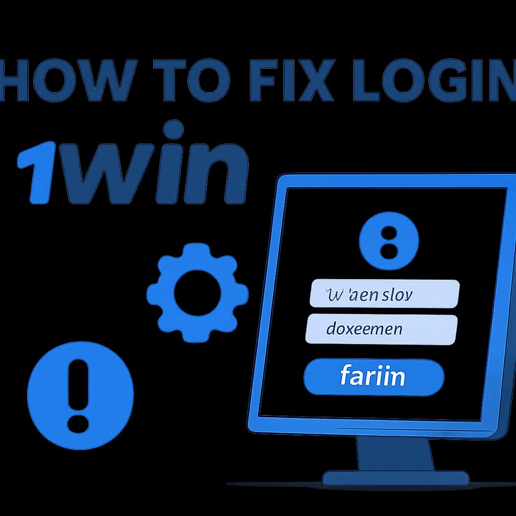 An illustration outlining the steps to troubleshoot login issues on 1Win.