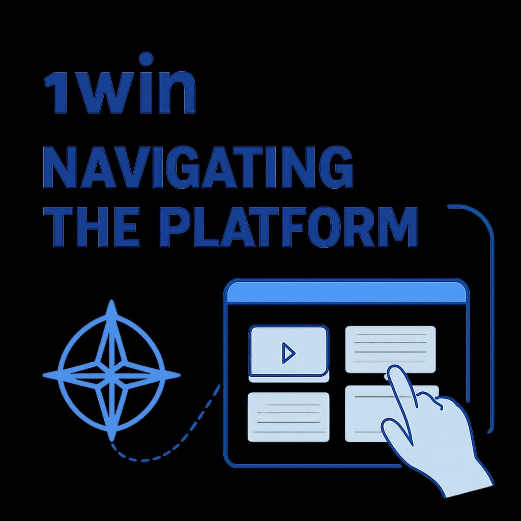 Illustration explaining navigation features of the 1Win platform.