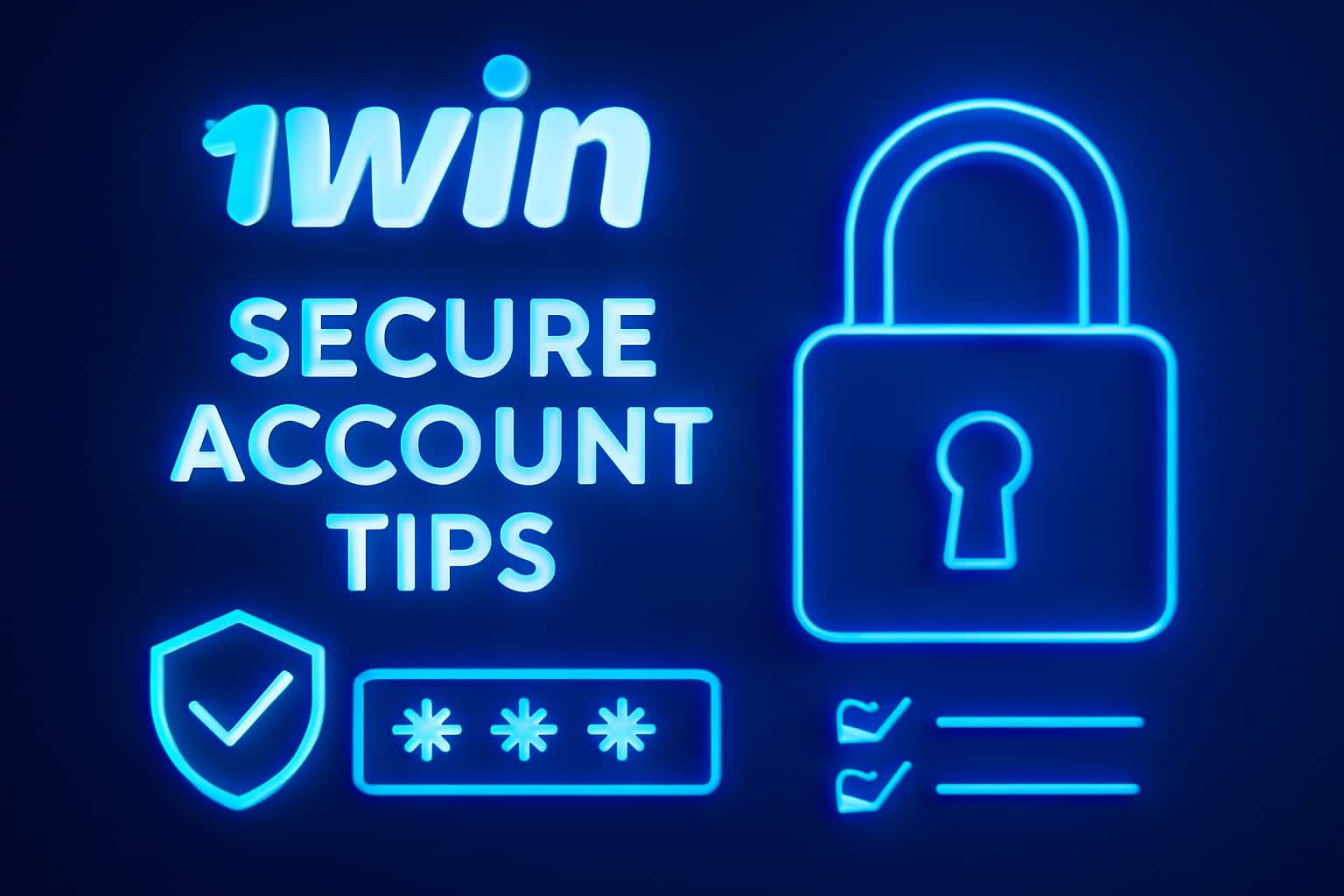 A futuristic representation of account security tips related to 1Win.