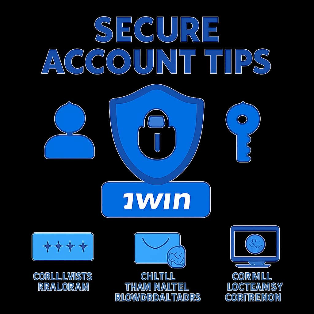 Illustration detailing secure practices for a 1Win account.